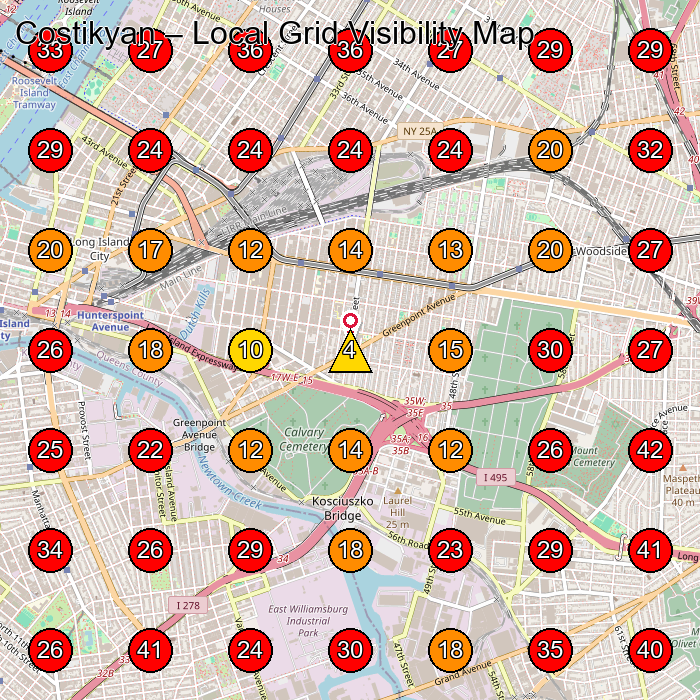 Costikyan GeoGrid visibility map for Carpet Cleaning Service in Long Island City